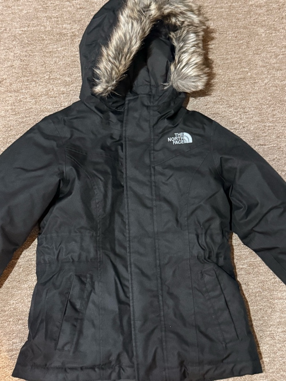 The North Face Black Women's Hooded Parka with Faux Fur Trim